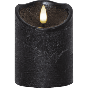 LED Bougie Pilier Flamme Rustic Noir De Star Trading - Bougie en cire noire &agrave; piles avec une finition rustique de la s&eacute;rie Flamme.