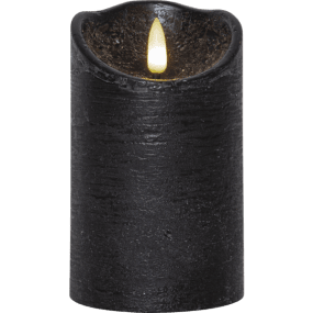 LED Bougie Pilier Flamme Rustic Noir De Star Trading - Bougie en cire noire &agrave; piles avec une finition rustique de la s&eacute;rie Flamme.