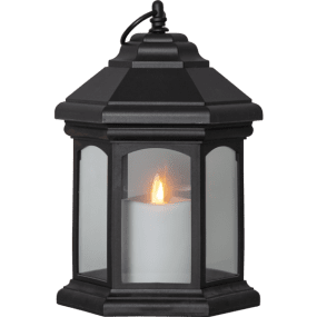 Lanterne Linta Noir De Star Trading - Id&eacute;ale pour un usage priv&eacute; ou pour comm&eacute;morer un &eacute;v&eacute;nement, elle est dot&eacute;e d'une minuterie (6 heures allum&eacute;e, 18 heures &eacute;teinte, r&eacute;p&eacute;tition possible).