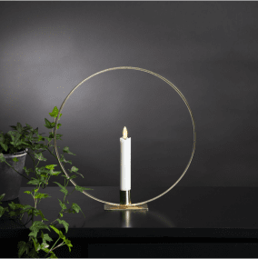 Flamme Ring Laiton De Star Trading - Anneau de table en m&eacute;tal plaqu&eacute; laiton de 28 cm avec l'&eacute;l&eacute;gante bougie antique &laquo;&nbsp;Flamme&nbsp;&raquo; de Star Trading (15 cm).