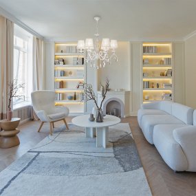 Grace Ø65 Blanc suspension De Maytoni - Les &eacute;l&eacute;gants abat-jour textiles, associ&eacute;s &agrave; des prismes scintillants, offrent une lumi&egrave;re douce et agr&eacute;able et une atmosph&egrave;re romantique.