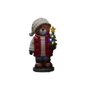 Petit Ours En Peluche 38cm Multicolore De Konstsmide - Fonctionne sur piles (5 x AAA, 1,5 V - non incluses) avec minuterie de 6 heures et indice de protection IP44 pour une utilisation en ext&eacute;rieur.