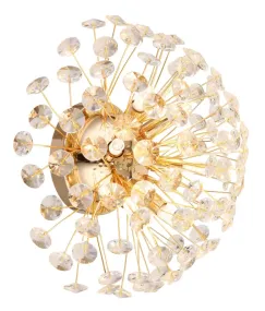 Katrina Ø40 Or applique murale De Globo Lighting - Den runda stommen i guldf&auml;rgad metall och den halvsf&auml;riska sk&auml;rmen i klara K9-kristaller skapar en lyxig och inbjudande atmosf&auml;r.