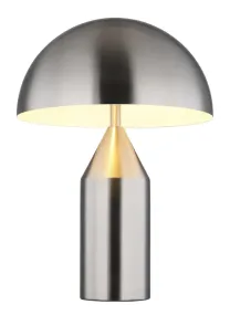 Atoma 40cm Nickel lampe de table De Globo Lighting - Sk&auml;rmen i matt nickel och vitt skapar en harmonisk kontrast och ger en behaglig ljusspridning.