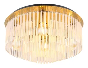 Gorley Ø50 Or plafonnier De Globo Lighting - Dess design imponerar med en stilfull kombination av guldf&auml;rgad metall och dekorativa stavar i opalglas.