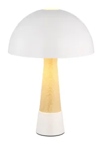 Paulin 36cm Sable lampe de table De Globo Lighting - Den runda kroppen i matt sandf&auml;rgad metall med tr&auml;look ger ett stilfullt och naturligt uttryck samtidigt som den &auml;r h&aring;llbar och l&auml;tt att reng&ouml;ra.