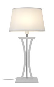 New Chelsea 60cm Blanc lampe de table De Cottex - Nouvelle lampe de table Chelsea XL en bois blanc&auml; avec des détails chromés et un élégant abat-jour ovale qui fournit un éclairage doux et agréable.