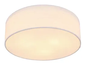 Ava Ø44 Blanc plafonnier De Globo Lighting - Den vackra sk&auml;rmen kl&auml;dd i vackert sandf&auml;rgat textil, vilket g&ouml;r lampan l&auml;tt att kombinera med olika inredningsstilar.