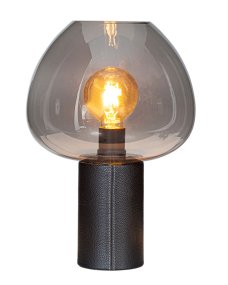 Cozy 42cm Noir lampe de table De By Rydéns - La lampe de table confortable a une base de lampe recouverte de similicuir noir et une couture transparente.