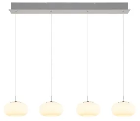 Quintara 110cm Nickel suspension De Globo Lighting - Quintara&nbsp;&auml;r en stilren och modern takpendel med en rak metallram och fyra runda, sf&auml;riska glaskupor.