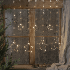 Rideau Lumineux Dew Drop Stars 1,2m Argent De Star Trading - Boucle de rideau avec d&eacute;coration &eacute;toile pour usage int&eacute;rieur.