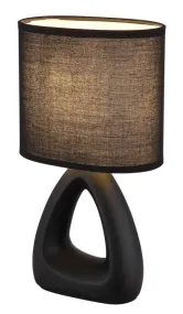 Triangle 30cm Noir lampe de table De Globo Lighting - Den triangelformade basen med ett stilrent utskuret h&aring;l ger ett modernt intryck, medan den ovala textilsk&auml;rmen i svart f&auml;rg sprider ett behagligt och j&auml;mnt ljus.