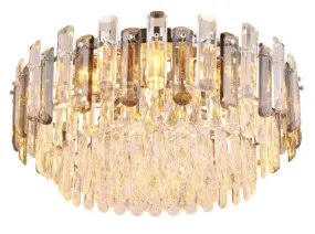 Orgina Ø55 Couleur fumée plafonnier De Globo Lighting - Plafonden Orgina tillf&ouml;r rummet en lyxig k&auml;nsla med gnistrande kristaller och r&ouml;kf&auml;rgade glasstavar.