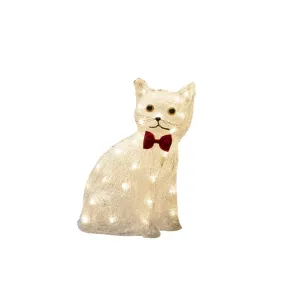 Chat Assis En Acrylique Clair De Konstsmide - Charmant et ludique &ndash; ce chat assis en acrylique diffuse de la chaleur avec ses 40 lumi&egrave;res LED blanc chaud.