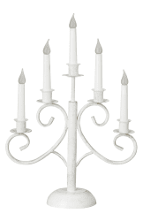 Smide 5 Blanc De Pixie Design - Ce chandelier &agrave; 5 bras en fer forg&eacute; blanc est une solution d'&eacute;clairage &eacute;l&eacute;gante et classique qui ajoutera un charme rustique &agrave; votre maison.