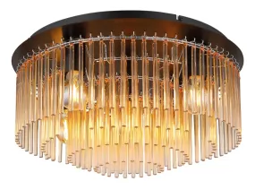 Gorley Ø50 Ambre De Globo Lighting - Dess design imponerar med en stilfull kombination av mattsvart metall och dekorativa stavar i klart och amberf&auml;rgat glas.
