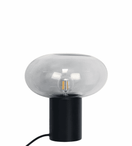 Alba 32cm Noir/Fumé lampe de table De Nordic Lighting - Elle est fournie avec un c&acirc;ble textile noir de 1,8 m, un interrupteur et une prise secteur.