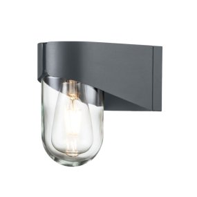 Porto 18cm Gris lampe d’extérieur De Elstead Lighting - Tillverkad av rostfritt st&aring;l i gr&aring; finish och glas, erbjuder den en robust och v&auml;dert&aring;lig konstruktion som &auml;r idealisk f&ouml;r fasader, entr&eacute;er och uteplatser.
