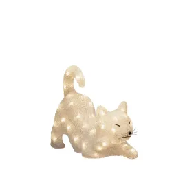 Chat Allongé En Acrylique Clair De Konstsmide - Charmant et ludique – ce chat couché en acrylique diffuse de la chaleur avec ses 48 lumières LED blanc chaud.