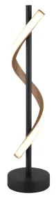 Watkins 50cm Noir lampe de table De Globo Lighting - Sk&auml;rmen i aluminium med tr&auml;look och opal plast ger en mjuk och j&auml;mn ljusspridning f&ouml;r en behaglig atmosf&auml;r.
