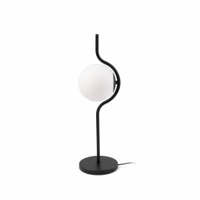 Le Vita 58cm Noir De Faro Barcelona - Cette lampe de table associe un abat-jour rond en verre &agrave; une structure m&eacute;tallique fine et &eacute;l&eacute;gante pour un look l&eacute;ger et moderne.