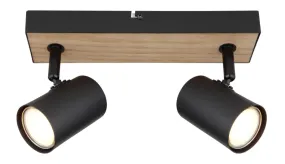 Robby 2 Nature spot De Globo Lighting - Robby &auml;r en&nbsp;stilren&nbsp;takspotlight som imponerar med sin eleganta design i mattsvart metall och MDF i tr&auml;-look.