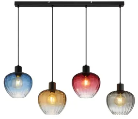 Toy 108cm Multicolore suspension De Globo Lighting - Varje glas finns i en av fyra levande f&auml;rger &ndash; r&ouml;d, bl&aring;, b&auml;rnsten och r&ouml;k &ndash; vilket skapar en harmonisk ljusst&auml;mning och ger rummet imponerande f&auml;rgaccenter.