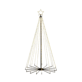 Sapin De Noël En Métal 1,8m Noir De Konstsmide - Ce sapin de No&euml;l en m&eacute;tal avec &eacute;toiles et &eacute;clairage LED int&eacute;gr&eacute; est une interpr&eacute;tation &eacute;l&eacute;gante et moderne du sapin de No&euml;l classique.