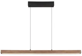 Olivus 115cm Nature suspension De Globo Lighting - Olivus &auml;r en stilren takpendel i elegant, avl&aring;ng form som kombinerar svart metall med m&ouml;rkbrunt tr&auml; och opalplast f&ouml;r en modern och sofistikerad design.
