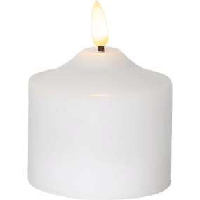 LED Bougie Pilier Flamme Blanc De Star Trading - Bougie en cire &agrave; piles de la s&eacute;rie Flamme avec une flamme r&eacute;aliste qui brille d'un blanc chaud.