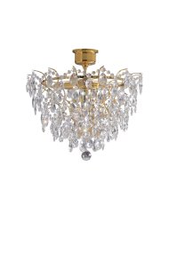 Rosendal Ø50 Or cristal De Markslöjd - Ce magnifique plafonnier avec cadre doré et prismes découpés à la machine confère à votre salon une atmosphère particulièrement luxueuse.
