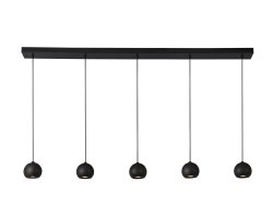 Eindhoven 160cm Sable noir suspension De Searchlight - La suspension à 5 lumières Eindhoven est suspendue à une tige noire de couleur sable et ajoute un luxe élégant à un salon, une chambre, une cuisine, une salle à manger ou un couloir moderne.