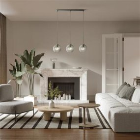Balls 80cm Transparent suspension De Searchlight - Fabriqué en métal chromé et verre transparent, ce luminaire séduit par sa finition brillante et ses trois coupoles en verre qui créent une impression moderne et aérienne.