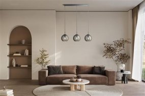 Balls 80cm Couleur fumée De Searchlight - Fabriquée en métal chromé et verre fumé avec une finition brillante, elle dégage une allure élégante et moderne.