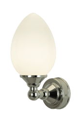Luigi Ø11 Chrome lampe de salle de bain De Aneta Lighting - Luigi est notre lampe de salle de bain la plus classique, fabriquée en métal chromé et avec un abat-jour en verre opale blanc.