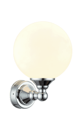 Lugano Ø12 Chrome lampe de salle de bain De Aneta Lighting - Lugano est notre lampe de salle de bain la plus classique, fabriquée en métal vieilli et avec un abat-jour en verre opale blanc.