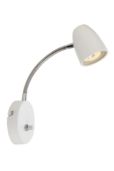 Sandnes Blanc lampe de lecture De Aneta Lighting - Sandnes est la lampe de chevet parfaite, qui peut être facilement réglée dans les deux sens à l'aide d'une articulation flexible et la luminosité peut être réglée à l'aide de son variateur.