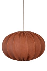 Moon Abat-Jour S/Suspension Ø78 Rouiller suspension De Alde & Lind - Le tissu présente une belle texture, évoquant le lin, qui confère à l'abat-jour un aspect doux et accueillant, particulièrement séduisant lorsque la lampe est allumée.