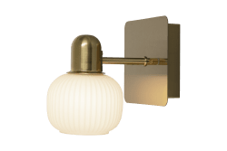 Messina Ø10 Laiton mat lampe de salle de bain De Aneta Lighting - Applique Messina en laiton mat avec abat-jour en verre strié blanc opale.