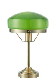 Aurelia 40cm Laiton antique/vert lampe de table De Markslöjd - La lampe est fournie avec un c&acirc;ble transparent de 2 m, un interrupteur et une prise secteur.