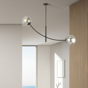 Hunter 83cm Noir/Fumé suspension De Emibig Lighting - Les minces d&ocirc;mes en verre ajoutent &eacute;l&eacute;gance et l&eacute;g&egrave;ret&eacute;, tandis que la forme minimaliste assure un flux lumineux efficace m&ecirc;me dans les grandes pi&egrave;ces.