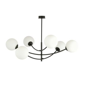 Hunter Ø90 Noir et blanc suspension De Emibig Lighting - Les minces d&ocirc;mes en verre ajoutent &eacute;l&eacute;gance et l&eacute;g&egrave;ret&eacute;, tandis que la forme minimaliste assure un flux lumineux efficace m&ecirc;me dans les grandes pi&egrave;ces.
