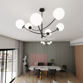 Hunter Ø90 Noir et blanc suspension De Emibig Lighting - Les minces d&ocirc;mes en verre ajoutent &eacute;l&eacute;gance et l&eacute;g&egrave;ret&eacute;, tandis que la forme minimaliste assure un flux lumineux efficace m&ecirc;me dans les grandes pi&egrave;ces.
