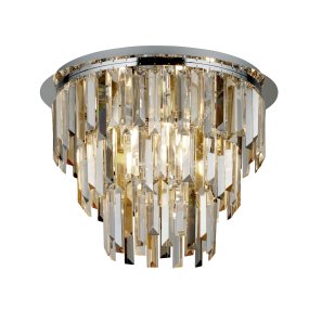 Clarissa Ø45 Chrome cristal De Searchlight - Monté près du plafond sur une base chromée, il ajoute une touche subtile de glamour, parfaite pour les salons et salles à manger modernes.