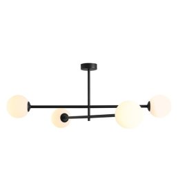 Pinne 87cm Noir plafonnier De Artera - Ce plafonnier élégant, composé de quatre sphères opales, allie minimalisme moderne et design élégant et intemporel.