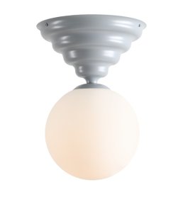 Wave Ø30 Bleu plafonnier De Artera - Sa base bleu-gris aux formes légèrement ondulées et son abat-jour rond en verre blanc diffusent une lumière agréable et uniforme dans toute la pièce.