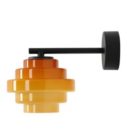 Filo 23cm Orange applique murale De Artera - Fabriquée en métal et verre, son bras noir contraste élégamment avec le verre orange.
