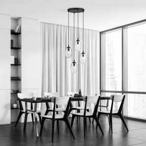 Astral Ø40 Transparent suspension De Emibig Lighting - Ses abat-jour en verre transparent diffusent une lumière douce et chaleureuse.