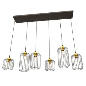 Vander 115cm Noir/Or suspension De Emibig Lighting - Vander est une suspension unique en acier de haute qualit&eacute; avec de beaux abat-jour aux d&eacute;tails dor&eacute;s qui cr&eacute;ent un beau jeu de lumi&egrave;re dans la pi&egrave;ce lorsque la lampe est allum&eacute;e.