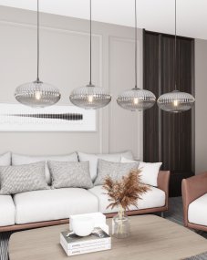 Coco 140cm Couleur fumée De Emibig Lighting - Les &eacute;l&eacute;gants abat-jour en verre fum&eacute; &eacute;mettent une lumi&egrave;re chaleureuse qui conf&egrave;re &agrave; la pi&egrave;ce une atmosph&egrave;re l&eacute;g&egrave;re et douce.